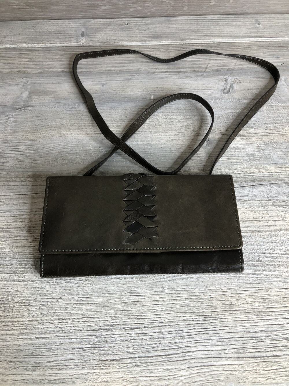 LODIS Crossbody Wallet Purse Womens Mini Brown Leather Woven Flap Organizer